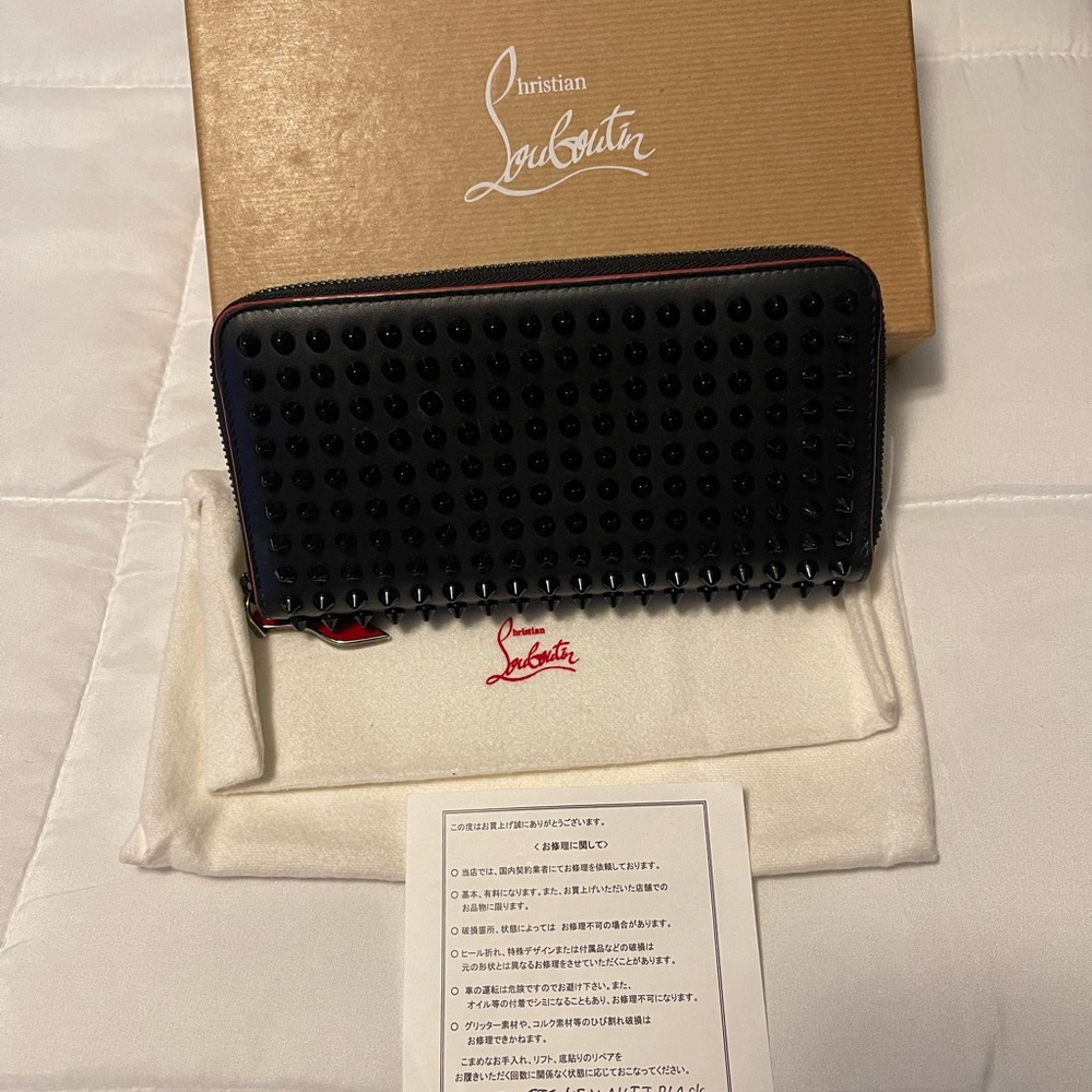 Christian Louboutin Black Studded Panettone Zip-Around Wallet - Picture 4 of 8